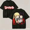Kakegurui Washed T-shirt Anime Lover Harajuku New Model Unisex Oversized Vintage Loose Streetwear Short High Quality Couples Tee