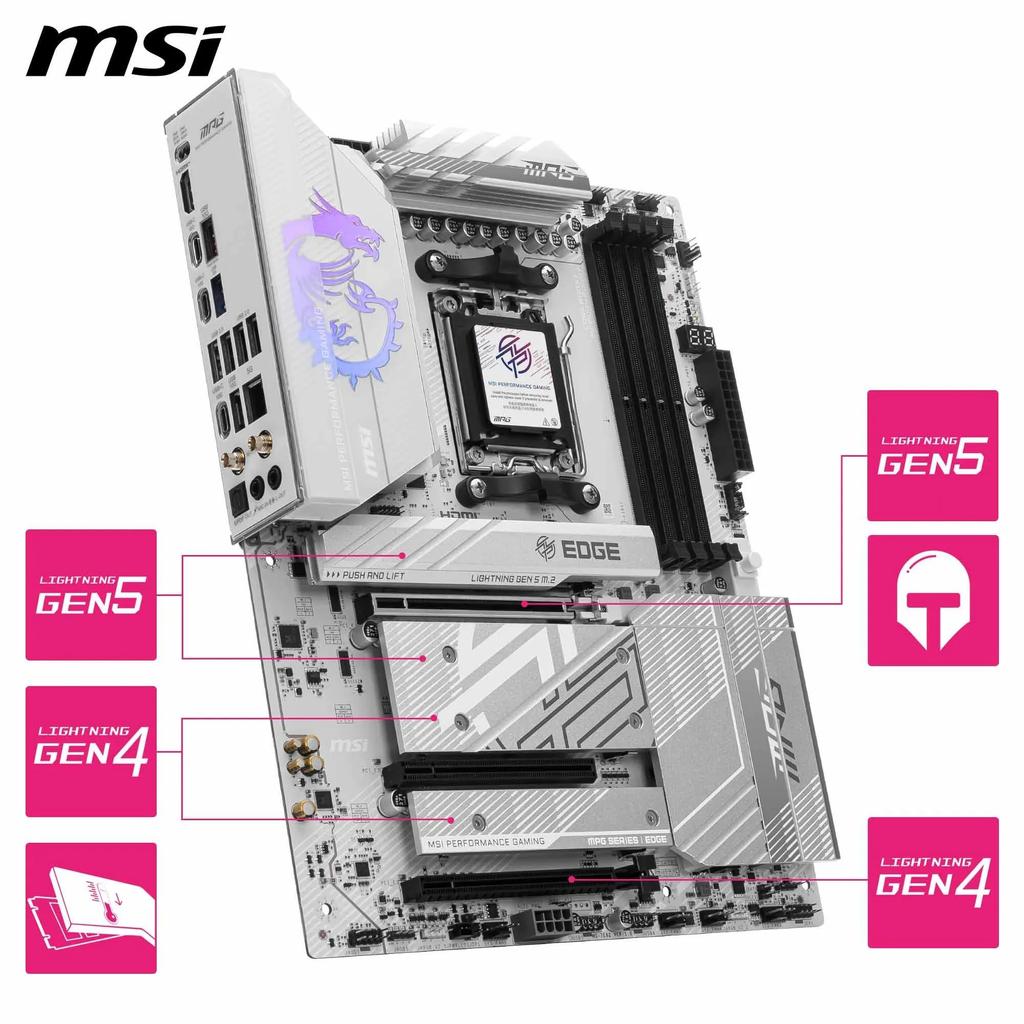 MSI MPG B850 EDGE TI WIFI AMD Ryzen-Serie kompatibles ATX-Motherboard MB6742 9000/8000/7000 (AM5)