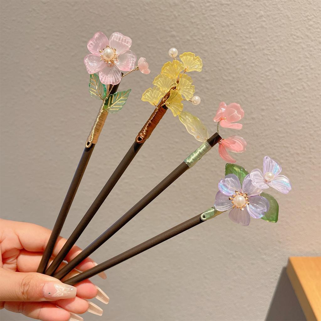 Wooden New Chinese Style Hairpin Women's Ancient Style Horse Face Skirt Accessories High-End Hanfu Step Rocking Women Hair Stick