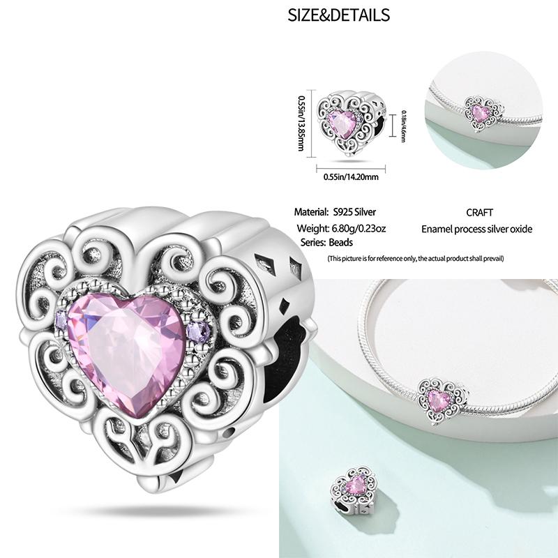 Copper Classic Purple Retro Heart Shape Lotus Angel Pattern Charms Beads Fit Necklace Bracelets Pendant Diy Jewelry