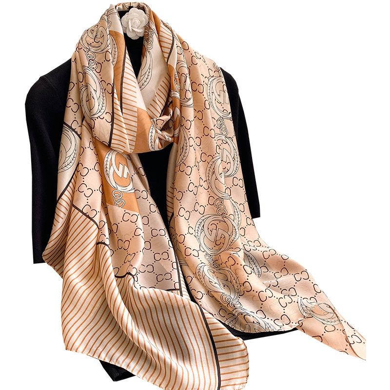 High-quality Luxurious Silk Scarves Headband Scarfs Neck Scarf For Women Chain Silk Scarf Women's Decorative Shawl