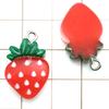 Set of 20 Red Resin 3D Fruit Charms: Strawberries and Apples for DIY Jewelry.