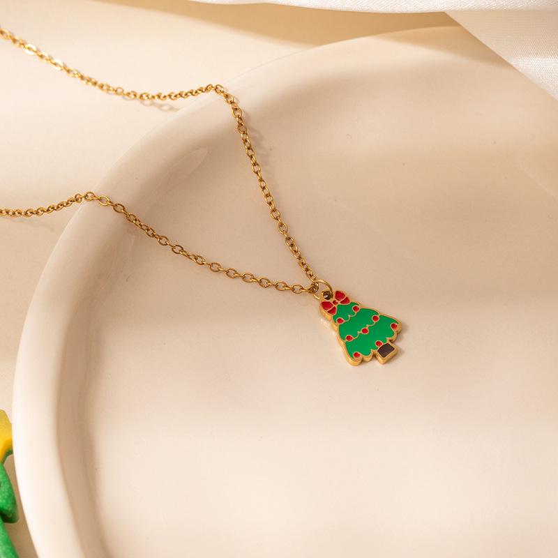 European & American Christmas Bell Tag Pendant Necklace - Non-fading Titanium Steel Clavicle Chain, New Style.