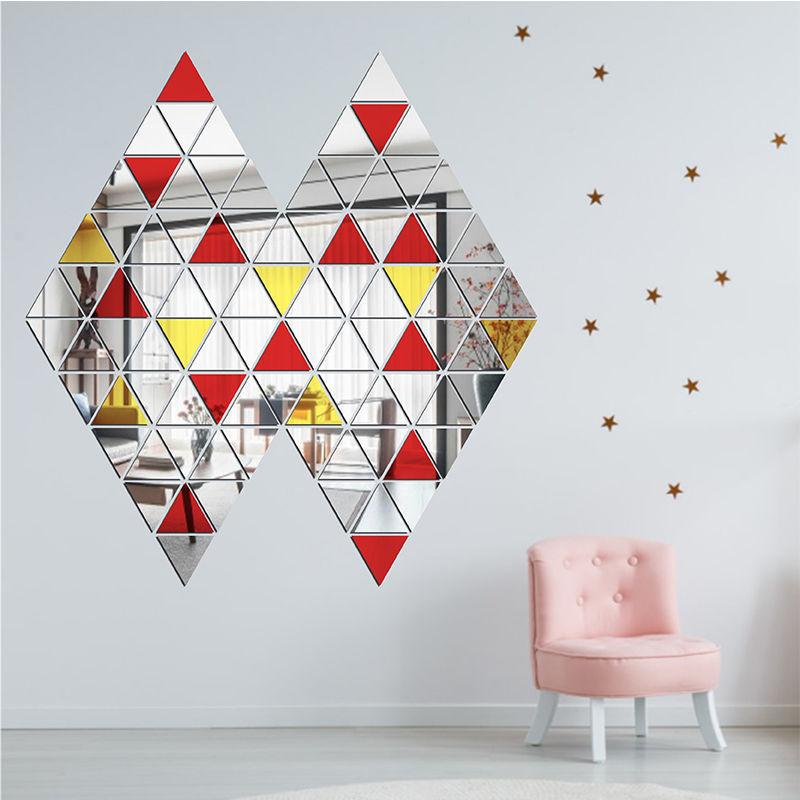 Acrylic Triangle Mirror Wall Stickers DIY 3D Self-adhesive Living Room Restaurant Aisle Floor Personalized Wall Decoration