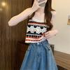 Short Knitted Vest Polyester Fiber Sleeveless Top Sweet Hollow Out Top  Women's