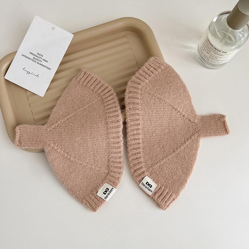 Novo Estilo de Inverno Estilo Concha Cor Sólida Luvas Tricotadas para Estudantes e Mulheres Quentes e Versáteis Dedos Expostos Mangas de Personalidade