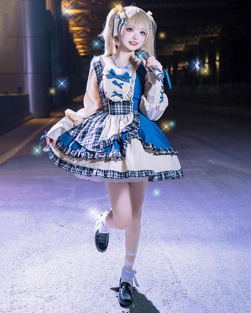 Milky Time Women's Lolita Gothic Lolita Dress, Long Sleeve, Halloween Check Pattern