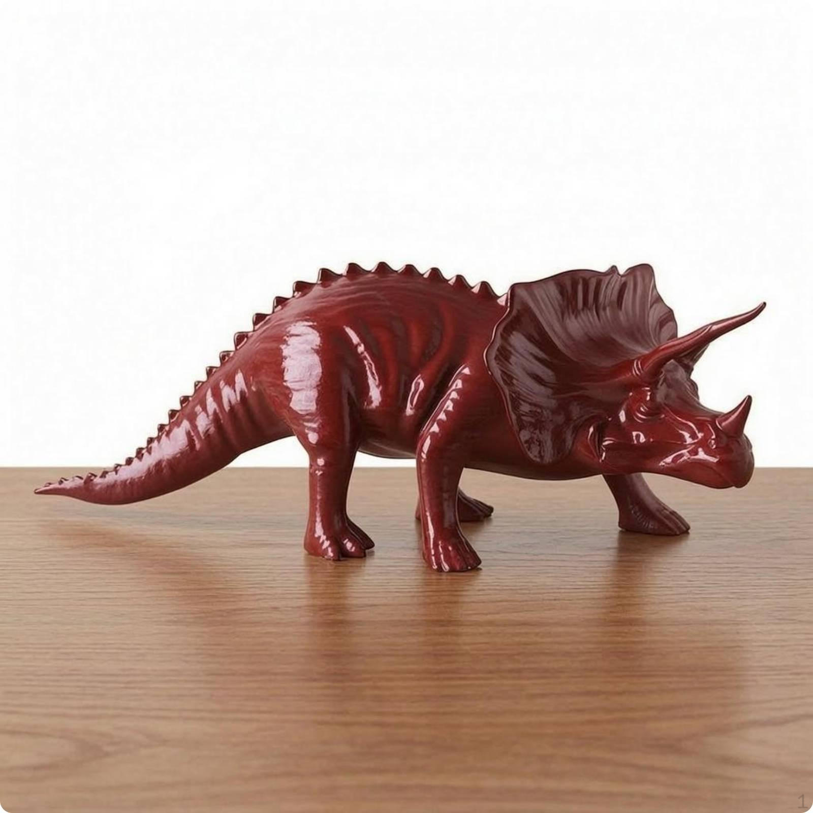 Triceratops Figurine Detailed Metal Dinosaur Carved Horned Statue Red красный