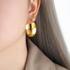 European-American Vintage Asymmetrical Round Titanium Steel Earrings for Women