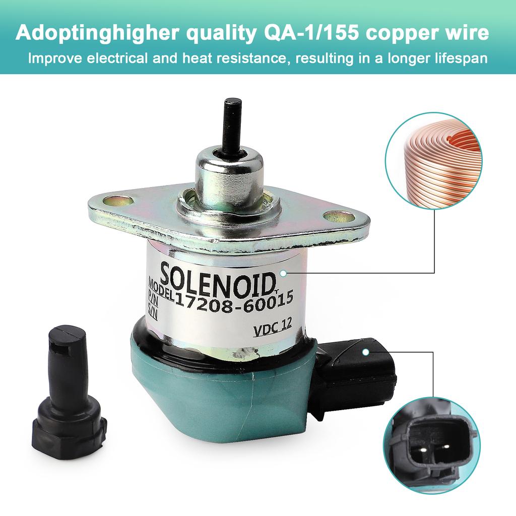 17208-60015 17208-60016 17208-60017 17208-60010 12V Stop Solenoid For Kubota D1005 D1105, D905 Fuel shutdown Shut Off solenoid