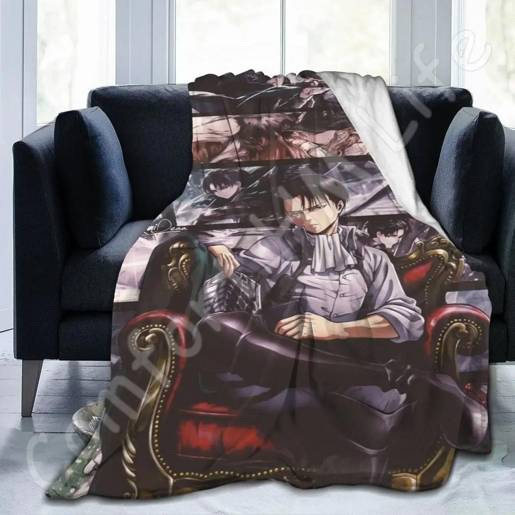 Levi Ackerman Decke Ultra-Weich Leichtgewicht Flanell Fleece Moderne Überwurfdecke für Zuhause Büro Reisen 80X60 Zoll Bettüberwurf