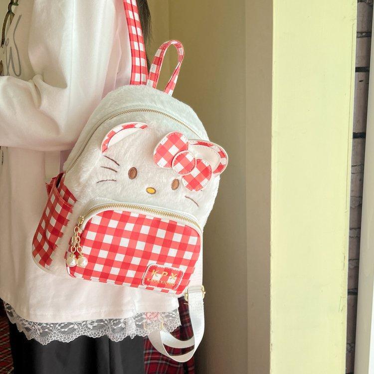 Schoolbag Girl Cute Plush Bag Soft Cute Trendy Backpack Girl Large Capacity Versatile Primary School Bag KT Cat Backpack
