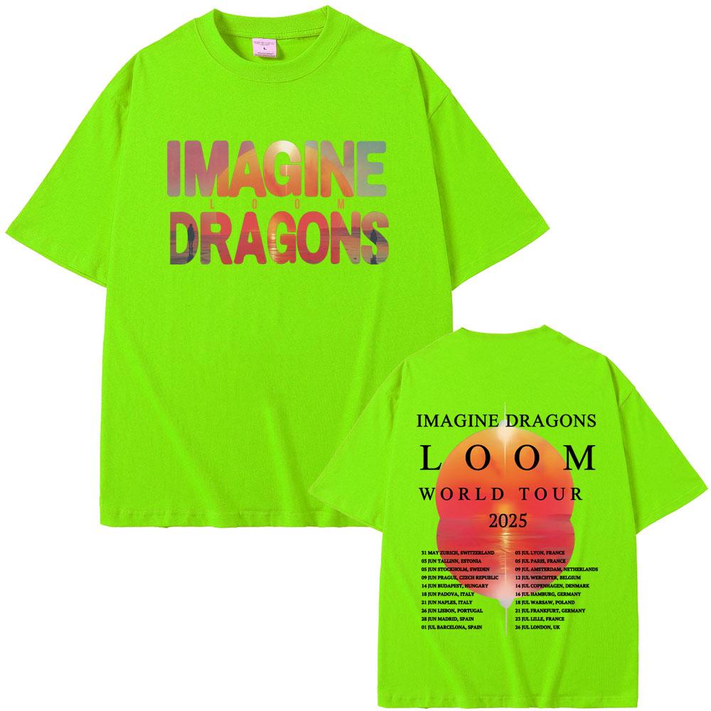 

Rock Band Imagine Dragons Loom World Tour 2025 T Shirts Men Women Gothic Vintage Oversized Tshirt Unisex Casual Cotton Tshirt 4XL