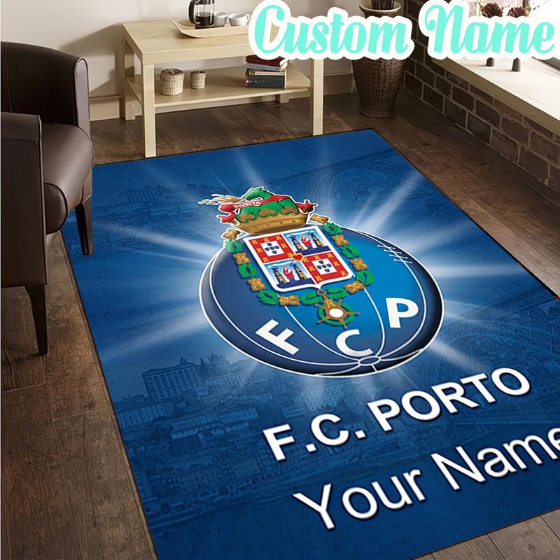 Custom Name Fc Porto Crest Design Rug, Office Rug, Chair Rug, Carpet for Living Rooms, Doormat Game Rug Home Decor Christmas Gifts