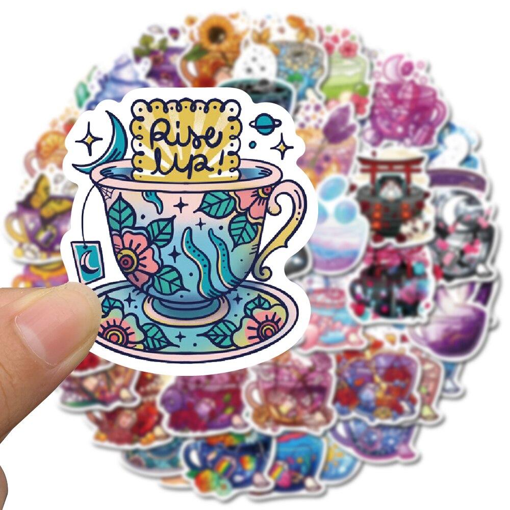 10/49PCS Cartoon Tasse Magie Aufkleber Vintage Kaffee Graffiti Aufkleber für DIY Gepäck Laptop Skateboard Fahrrad Aufkleber