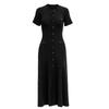 Button Front Short Sleeve Knit Dress with Side Pockets