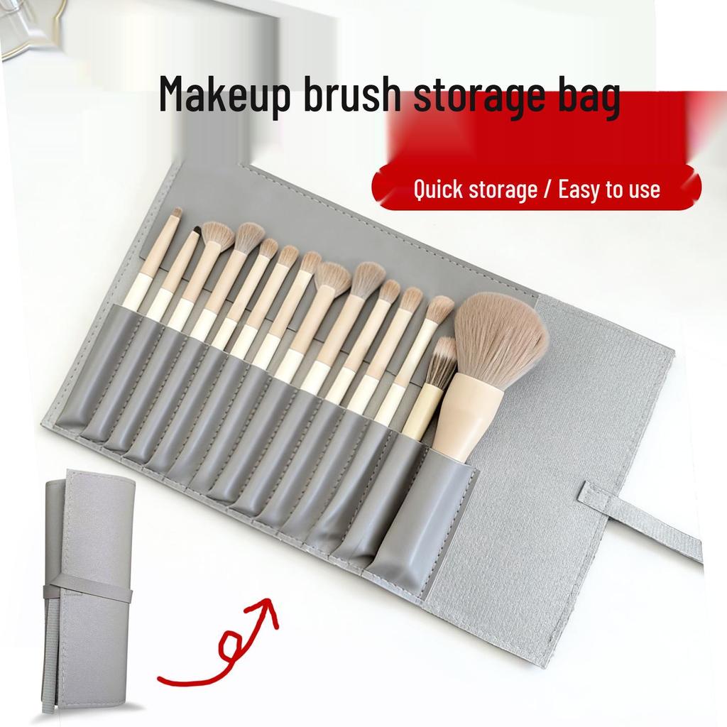 Portable Foldable Makeup Brush Case - Holds Individual Brushes & Sets, Dustproof Storage