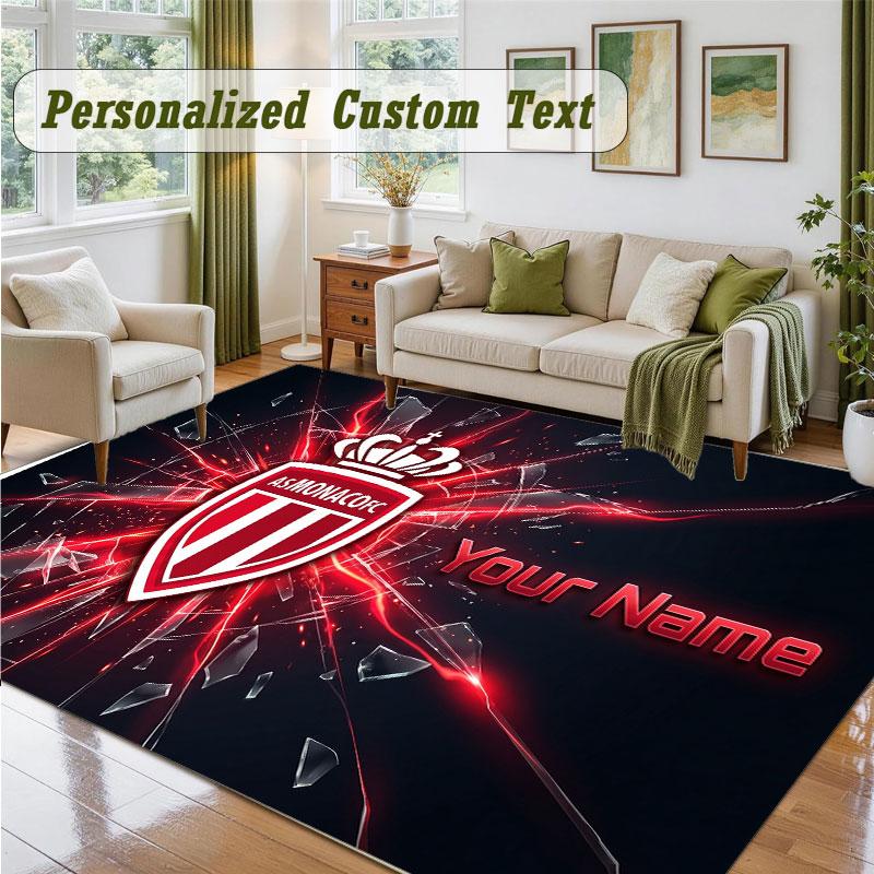 Crystal Velvet Square Rug Custom NameMonaco FC Pattern Non Slip Home Floor Decor Rug