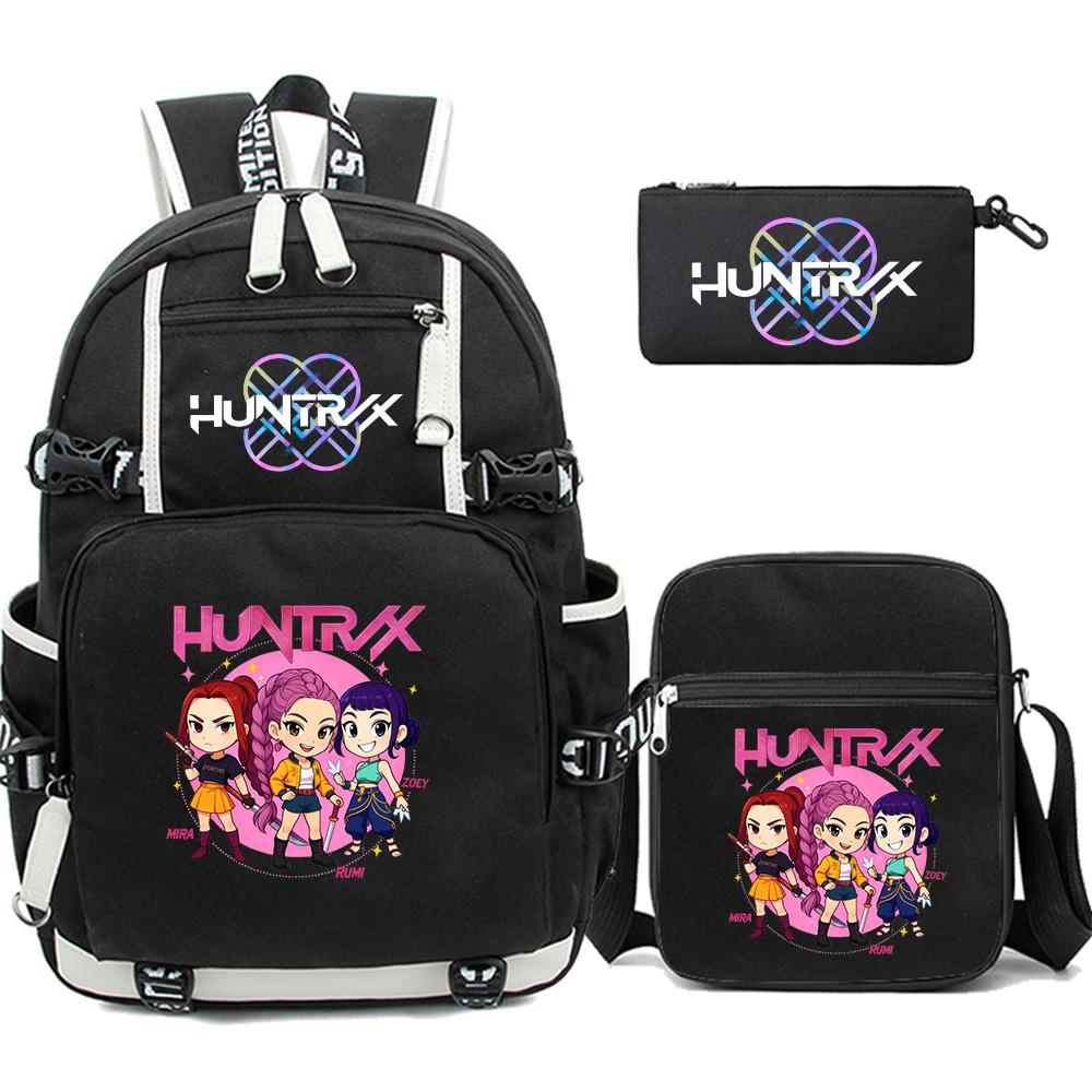 

3Pcs/set K-pop Printed Backpack with Pengcil Case Shoulder Bag for Teenager Girl Boy Bookbag Large Capacity Waterproof Travel Bag Kid Gift Mochila
