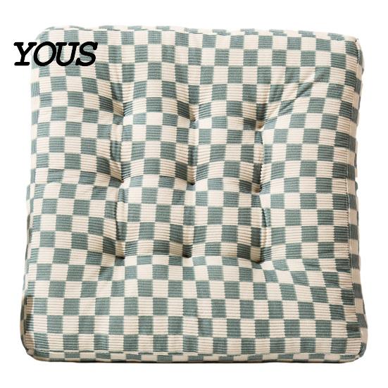 Comfortable Desk Chair Support Corduroy Square Pad, Checkerboard Office Cushion, Soft Cozy Seat Cushion for Floor, Reading Nook, Dining