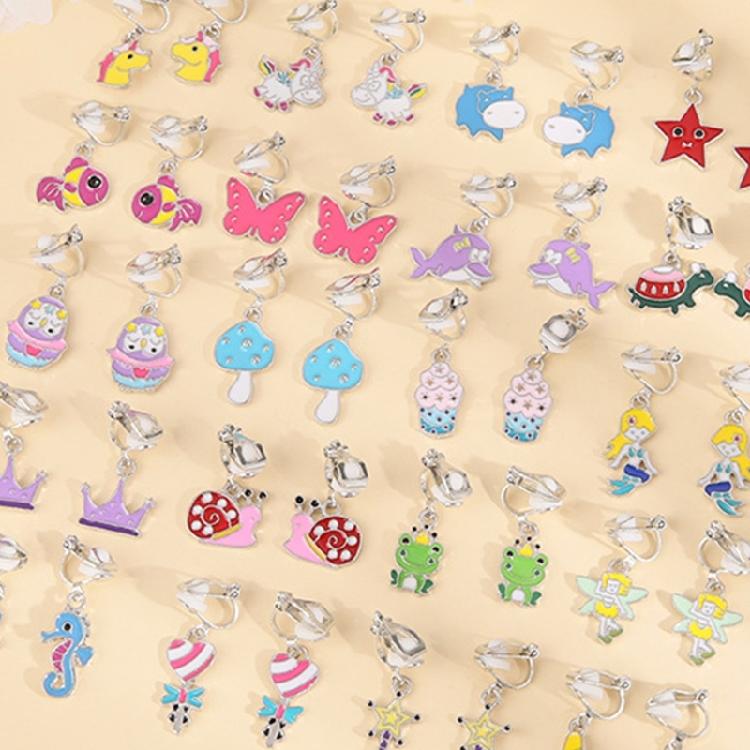 Pairs of 20 Earrings for Girls Star Plant Shape Non-pierced Earring for Teen