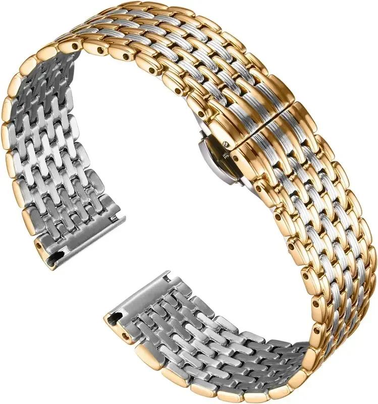 Nerezový řemínek na hodinky pro OB DW Longines L4 Pohodlný k nošení Dvojitá překlápěcí spona Řemínek na hodinky 14mm 16 18 20mm