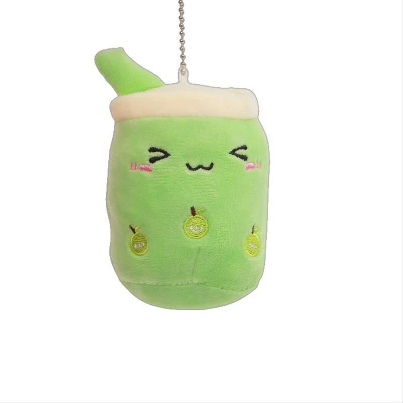 Cute Cartoon Panda Rabbit Fruit Milk Tea Cup Plush Toy Pendant Keychain Kids For