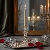 Transparent Glass Candelabra, Height 16 Cm, for 1 Long Candle