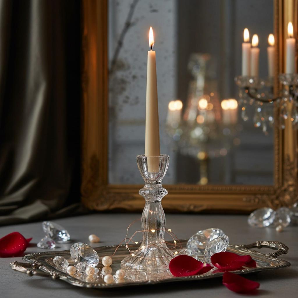 Transparent Glass Candelabra, Height 16 Cm, for 1 Long Candle