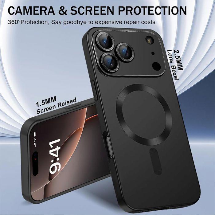 Coque pour iPhone 18 Pro, Silicone Slim Anti-Rayures avec Anneau Magnétique Noir - 2 Verres Trempés