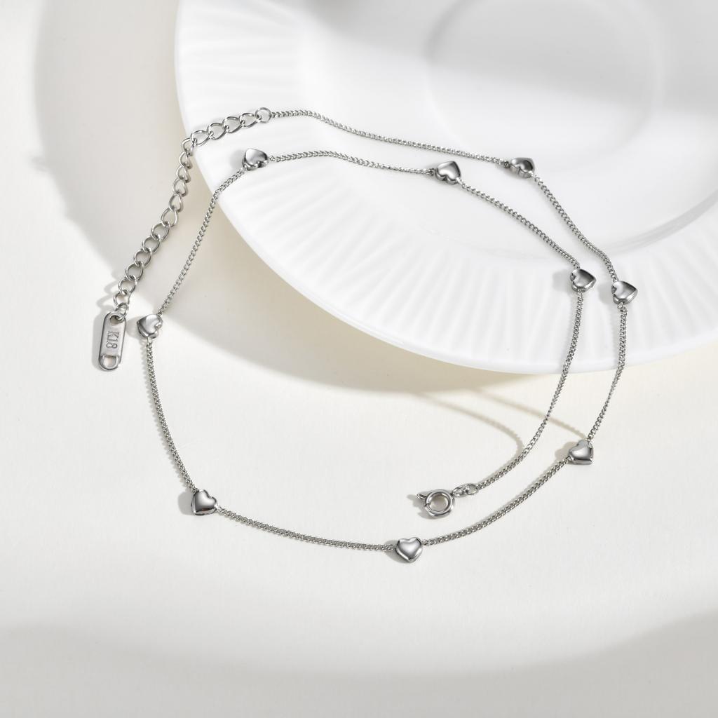 Xiaomi Vnox Stainless Steel Simple Cute Heart Charms Choker, Clavicle Chain Necklace, Gold Plated Love Chain Necklaces for Female Gift