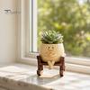 Creatieve Succulenten Houder Lachend Gezicht Schommelstoel Plantenbak Pot voor Binnen Buiten Planten, Zit Unieke Bloempotten, Leuke Hoofd Plantenbakken met Afwatering
