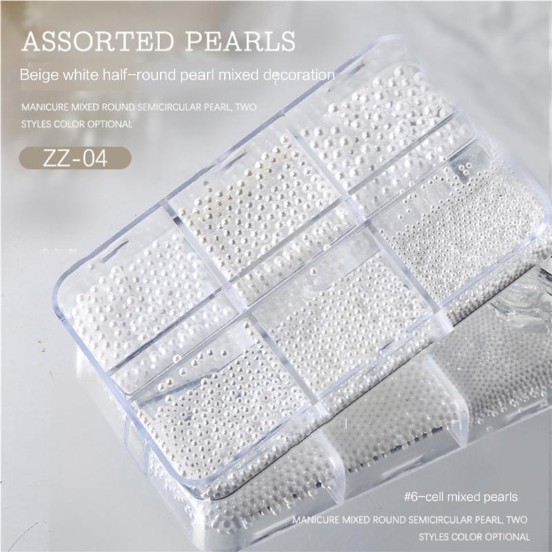 Nail Art Rhinestones Half Round Pearls Bead Mixed Size White Round Flatback Pearls For DIY Decoration Nail Bead Stones