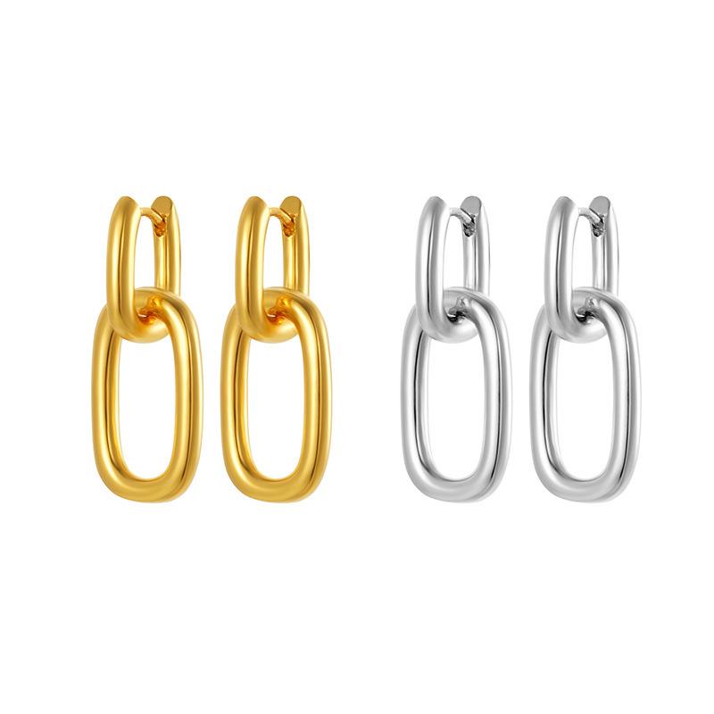 Trendy Electroplated Oval U-Shaped Copper Earrings for Women