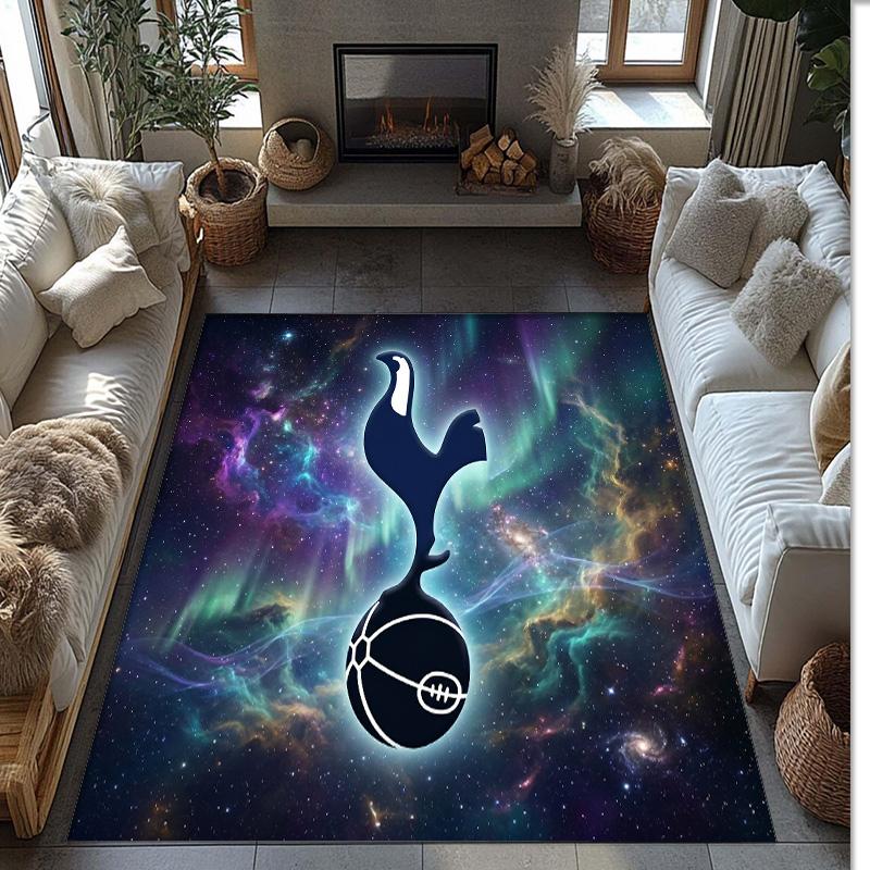 Tapis de zone en flanelle imprimé Tottenham Hotspur Antidérapant Doux Polyester Tapis de sol Tapis de décoration d'intérieur pour Chambre à coucher Salon Canapé