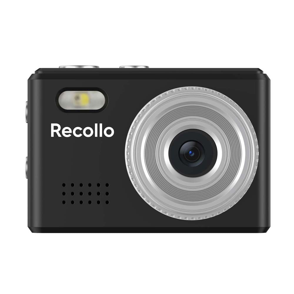 IRT Recollo Toy Camera Mini Compact Digital Camera with Photo and Video Recording microSD Card Black Function, Included,