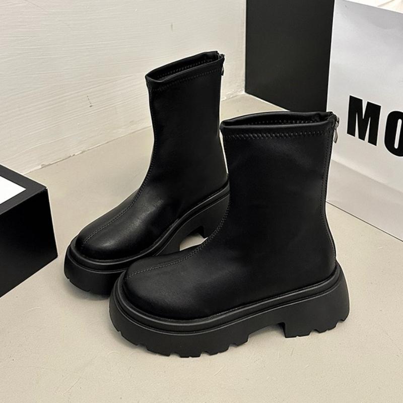 Fashion Mid Heels Women Platform Short Boots Elegant Fashion Winter Shoes 2025 New Pumps Classical Chelsea Ankle Boots Dress Zapatillas