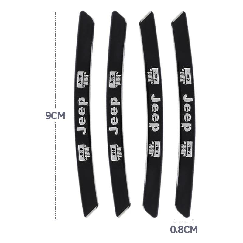 4PCS Aluminum Car Rim Stickers For Jeep Wrangler JK JL Renegade Compass Grand Cherokee Gladiator - Wheel Hub Edge Protector