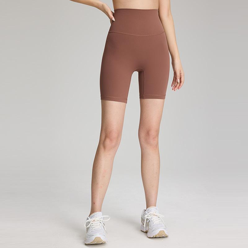 Summer yoga shorts women s nude T-line leggings fitness three-point pants high elastic tight yoga cycling pants 4/S