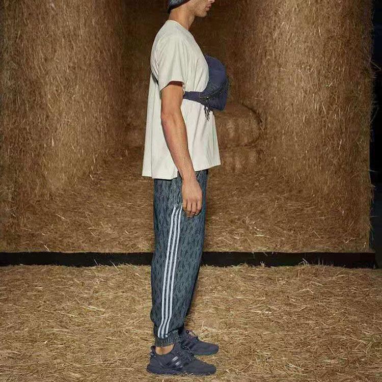 Adidas Originals X Ivy Park All Over Print Casual Loose Fit Denim Pants Men Bottoms Blue H61699