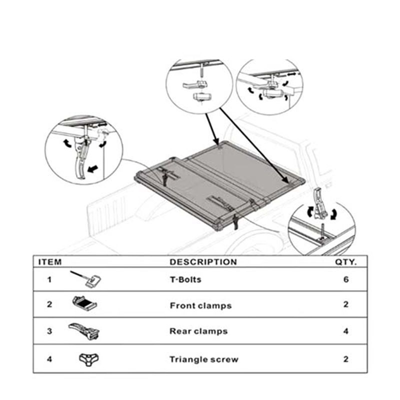 Universal Replacement Parts for Hard Tri-Fold Tonneau Cover Pickup Truck Cargo Cover Fixing Kit