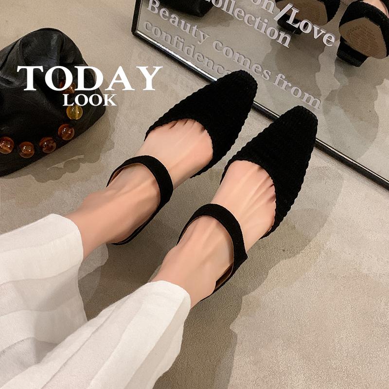 Fashion 2025 NEW Summer Mules Women Sandals Shoes for Women Square Toe Low Heel Women Slippers Cover Toe Slingback Sandals