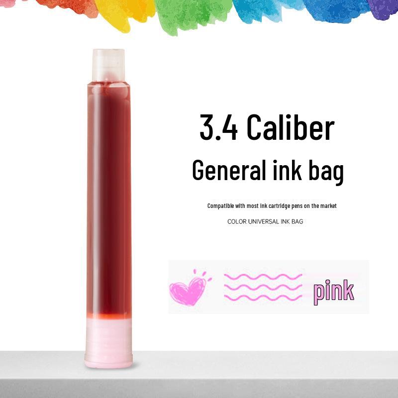 12 Color Universal Fountain Pen Ink Cartridges, Non-Carbon, 3.4 Caliber, Replaceable for Students