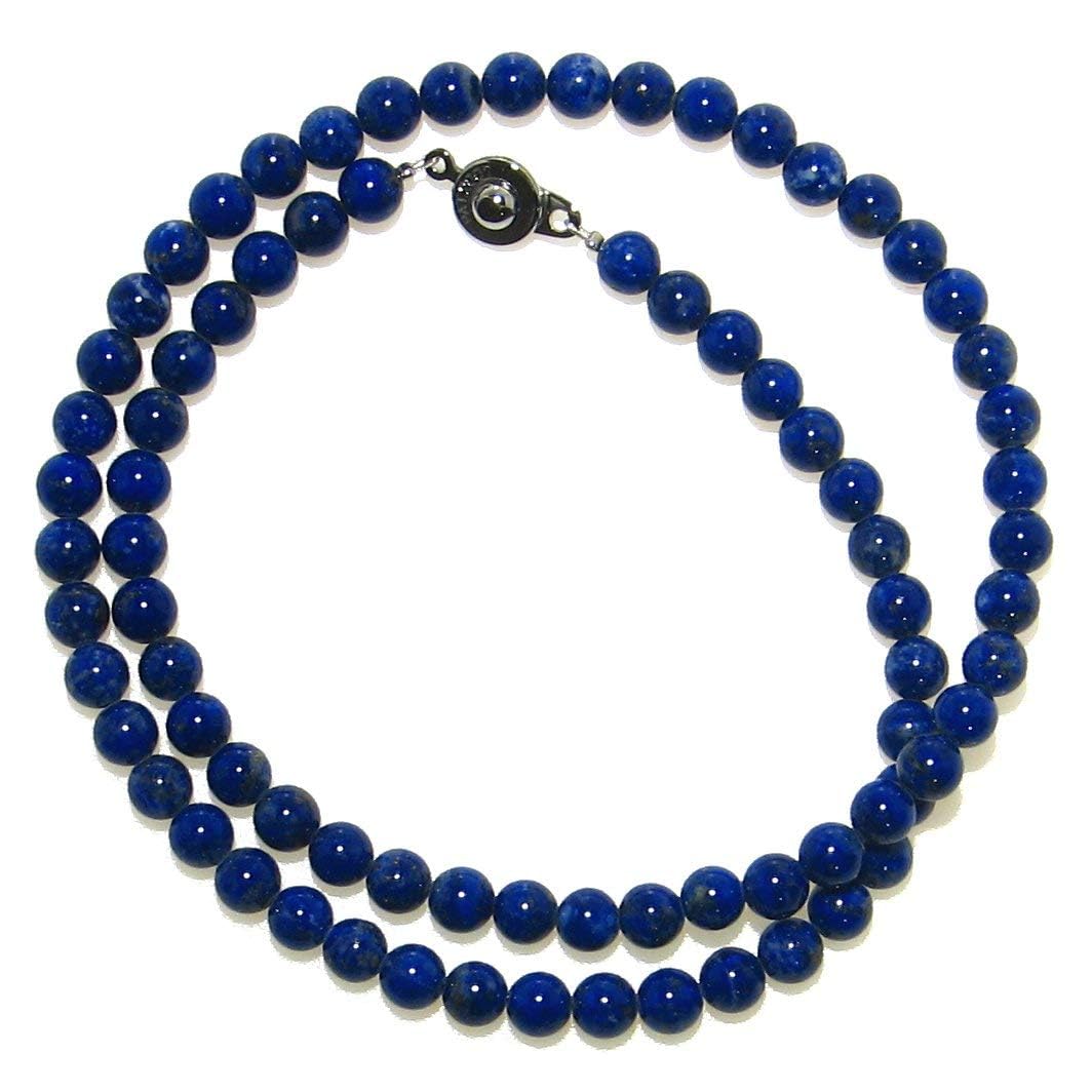 

Typical A 6mm Lapis Lazuli Necklace with alloy rhodium coated new [Kobe Hokodo] [50cm/55cm/60cm/65cm] [Case hook, convenient! ] (60) синій