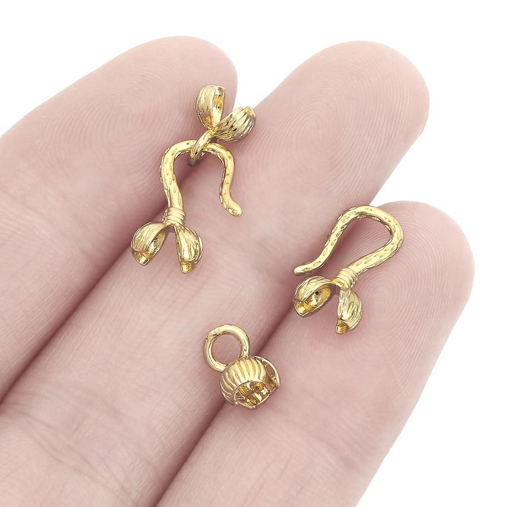 Copper Flower Bud Closure Clasps Charms DIY For Women Earring Making Supplies for DIY Jewelry Making