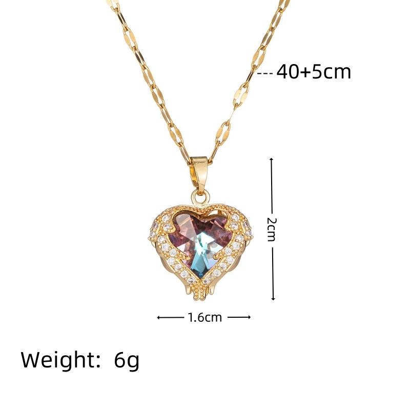 1 Pcs Fashion New Heart of the sea necklace women light luxury color crystal love pendant collarbone chain jewelry