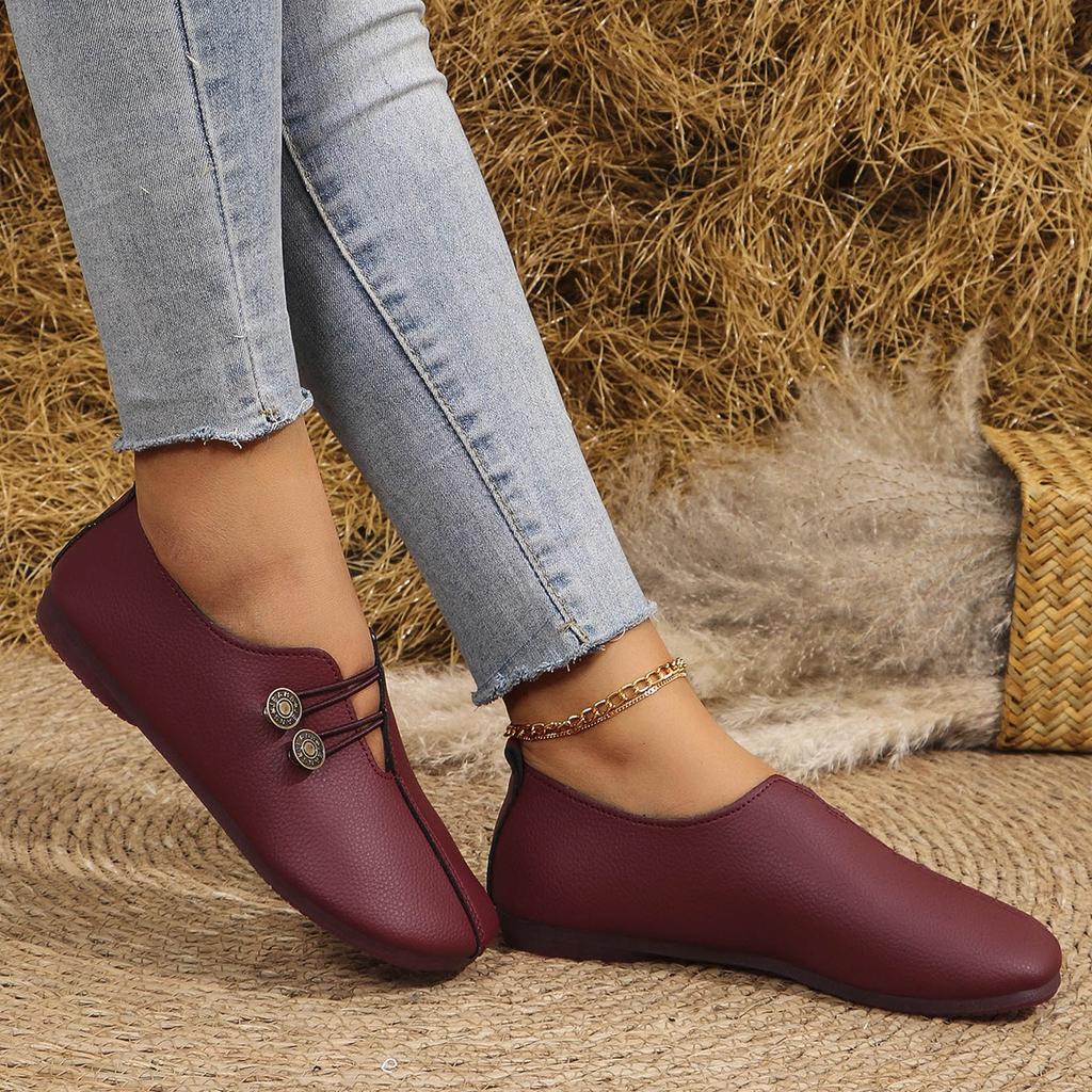 2026 Summer New Soft Leather Flat Flat Casual Single Shoes for Women, Round Head, Shallow Mouth, One Step Stepping Large Women's Shoes