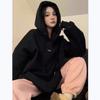 Cotton Oversized Hooded Sweatshirt White-Grey Thick Fleece Loose Fit Vintage Streetwear Winter