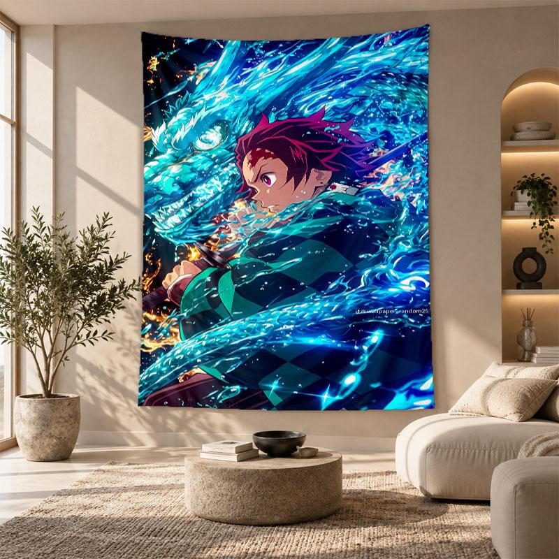 Decorative Tapestry,Demon Slayer Printed Wall Art, Lightweight Wall Hanging For Bedroom Background
