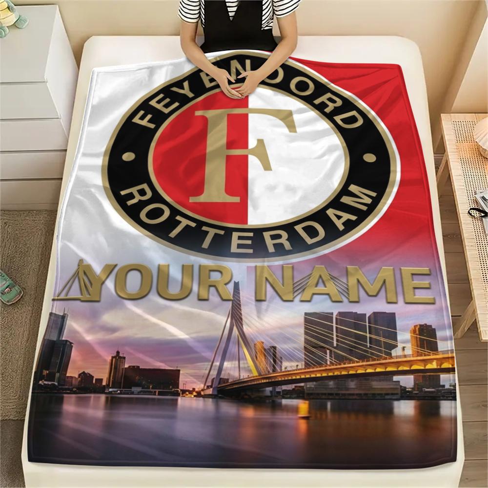 1PC Custom Name Feyenoord Patterned Flannel Blanket Suitable For All Seasons for Home Decor Warmth and Comfort Gifts Holiday Present_xia